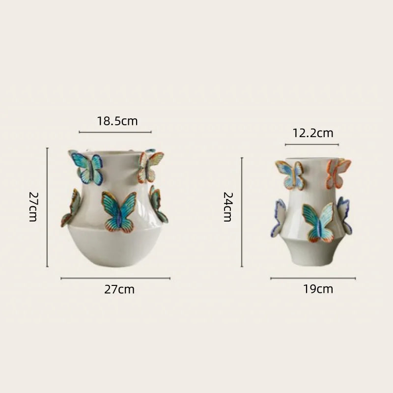 DecorBites™ Butterfly Ceramic Vase - Handmade Porcelain Flowerpot Bouquet Arrangement