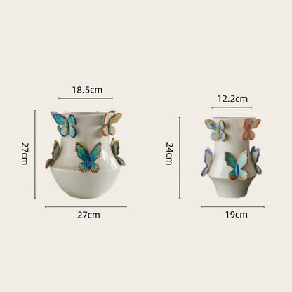 DecorBites™ Butterfly Ceramic Vase - Handmade Porcelain Flowerpot Bouquet Arrangement