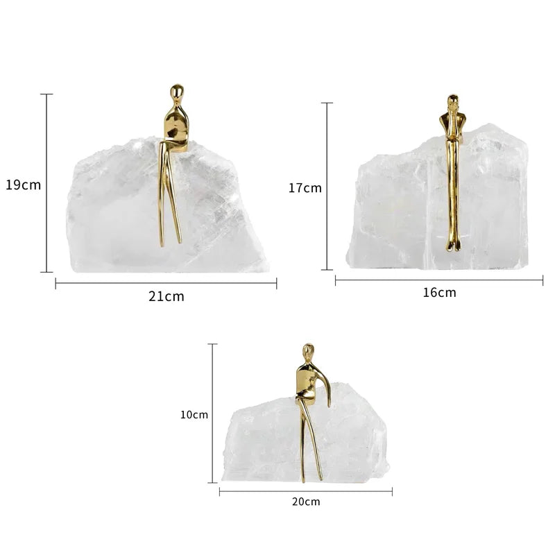 DecorBites™ Golden Man Crystal Mountain Sculpture Home Decor Handcraft