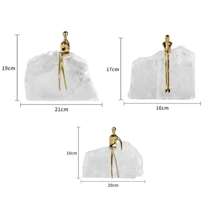 DecorBites™ Golden Man Crystal Mountain Sculpture Home Decor Handcraft