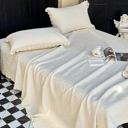 Decobites Cotton Quilted Bedspread Set with Bed Skirt & Pillowcases