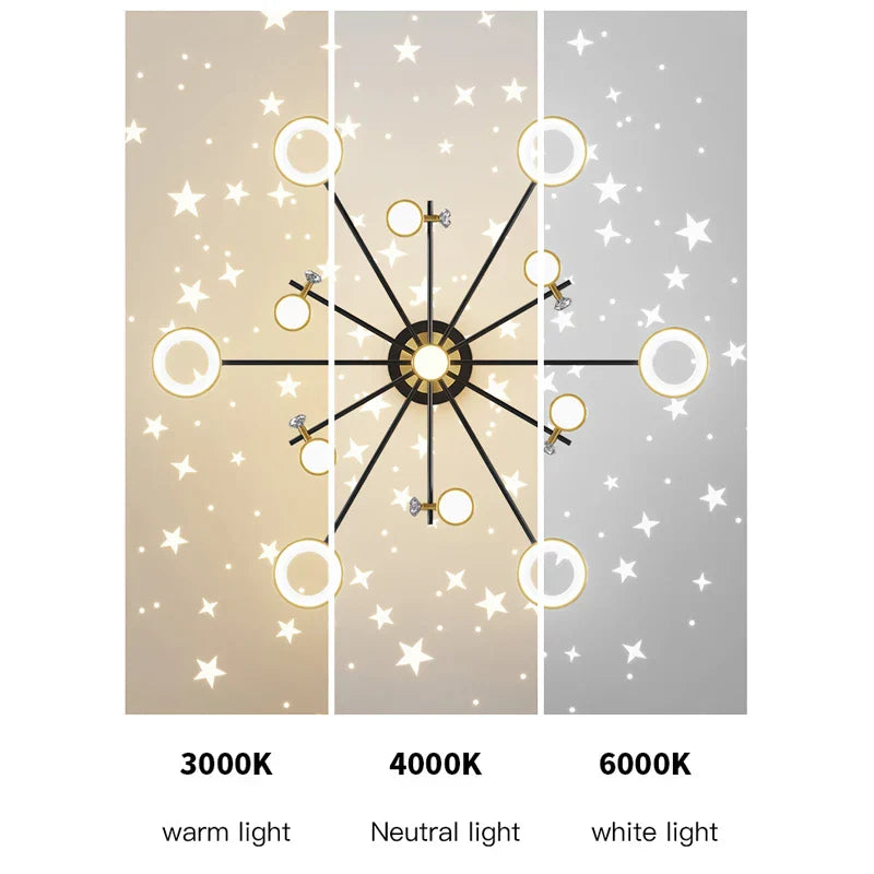 DecorBites™ LED Chandelier: Modern Smart Remote Ceiling Light for Living Room Bedroom Dining Kitchen