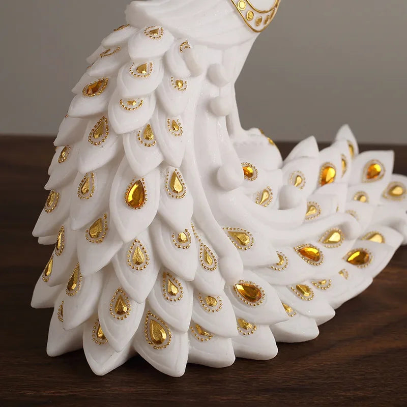 DecorBites™ Golden Phoenix Peacock Sculpture Home Decor Ornament Figurine