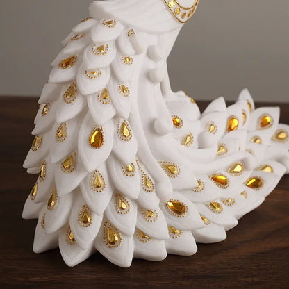 DecorBites™ Golden Phoenix Peacock Sculpture Home Decor Ornament Figurine