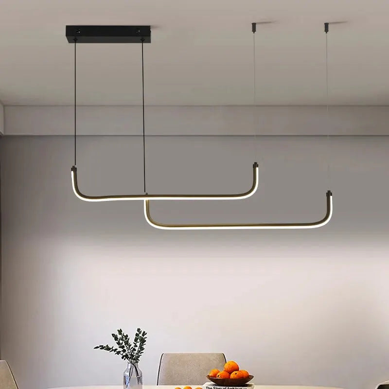 Modern Black Aluminum Linear LED Pendant Light