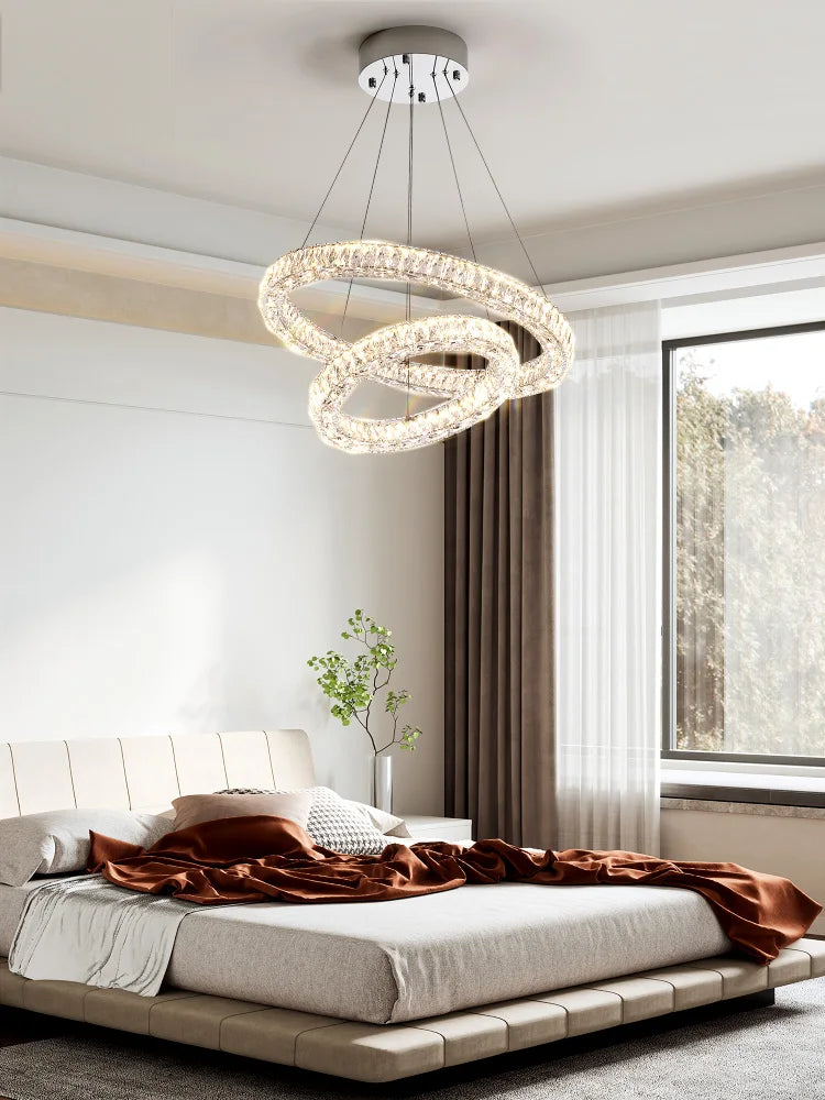 حلقة ثريا كريستال DecorBites™ - إضاءة فاخرة أنيقة لغرفة المعيشة وغرفة الطعام وغرفة النوم