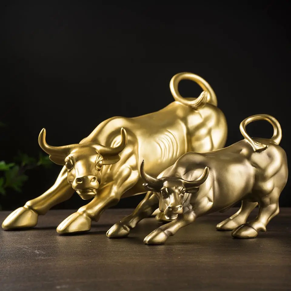 DecorBites™ Bull of Fortune Resin Sculpture for Office Desk Feng Shui Decoration