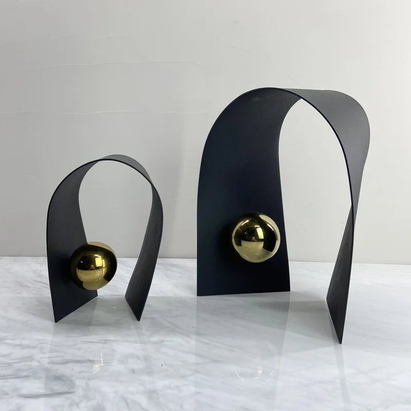 DecorBites™ Arcos Metálicos de Esfera Dorada, Adornos Artísticos Geométricos para Decoración del Hogar