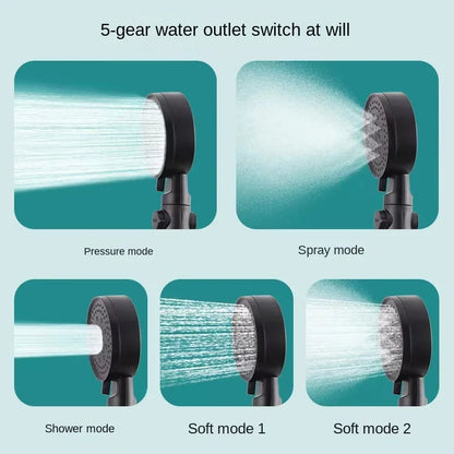 DecorBites™ High Pressure 5 Modes Round Shower Head Set for Bathroom Accessories