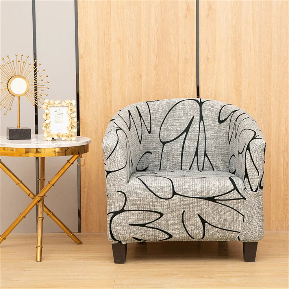 Decobites Printed Tub Chair Cover - Armchair Slipcover for Club Sofa