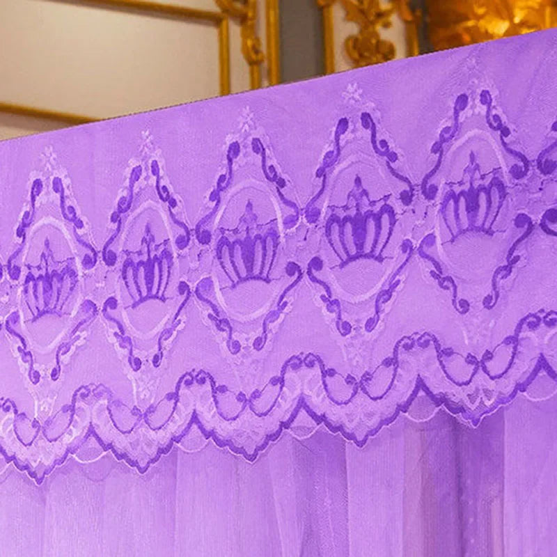 Decobites Lace Pleated Bed Net Canopy for Queen Size Double Bed