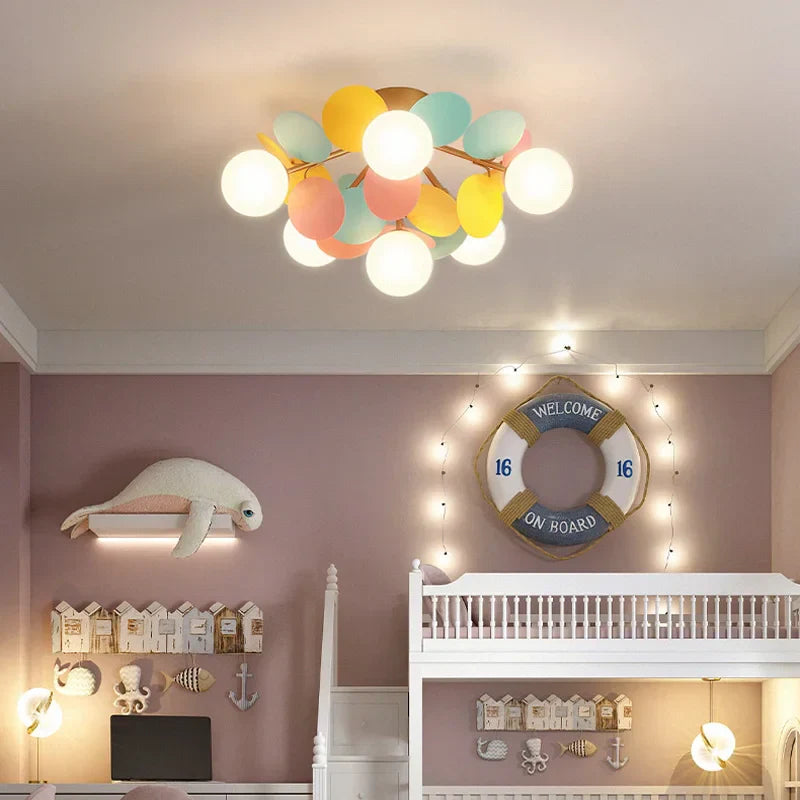 Lámpara de Techo LED para Niños Decorbites™: Candelabro de Vidrio y Lámina de Hierro