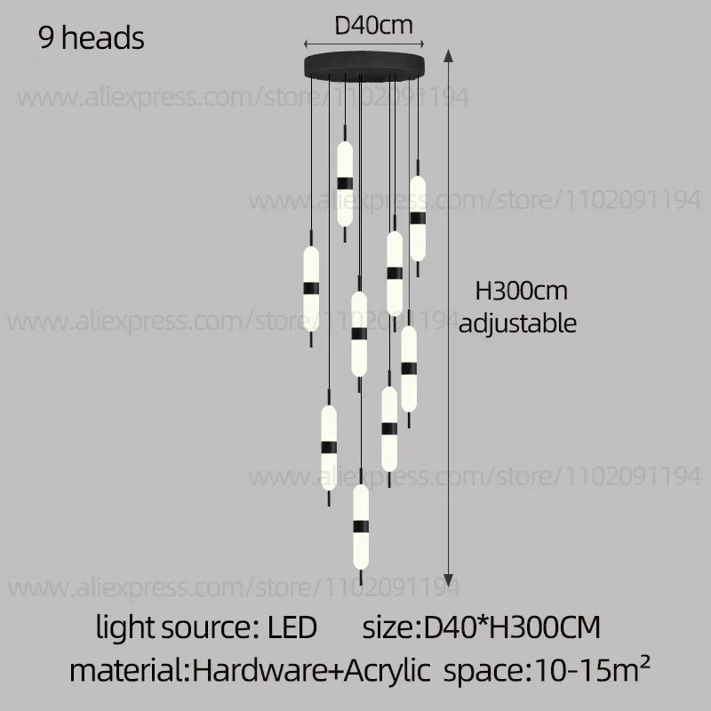 DecorBites™ LED Staircase Chandelier Ceiling Living Room Lighting Decoration