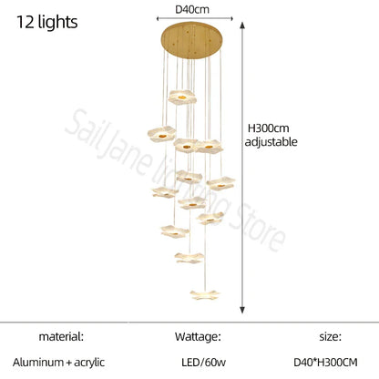 DecorBites™ Lotus Leaf Chandelier: Modern Nordic Design for Living Room, Bedroom, Attic.