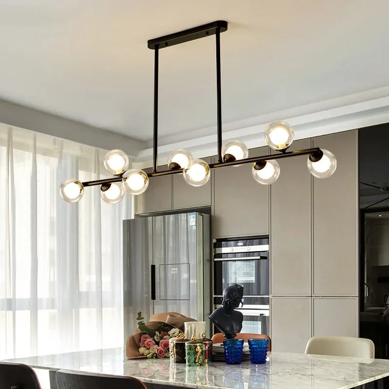 Lámpara colgante LED de bola de vidrio dorado Decorbites™ con 11 cabezales para cocina y comedor