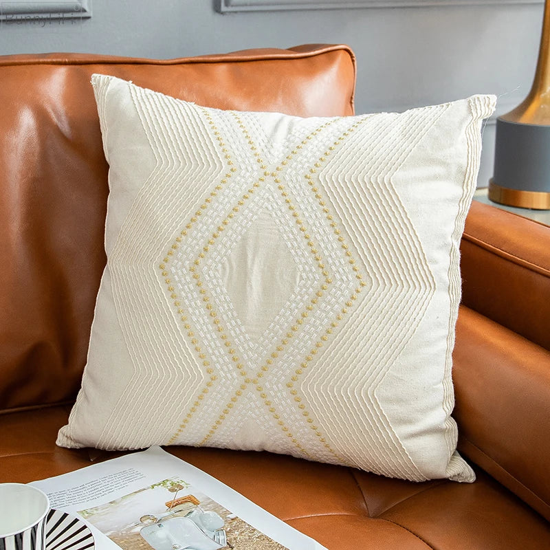 Decorbites™ Geometrisches Elfenbein Vintage Kissen Stickerei Bezug - Wohnzimmer Dekoration