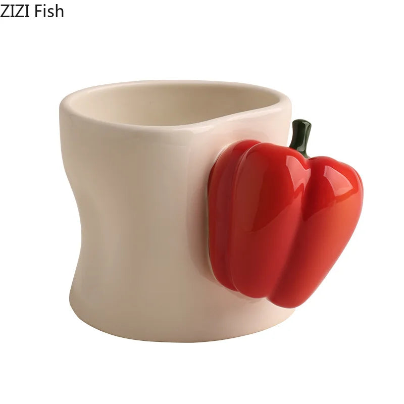 DecorBites™ Chili Handle Cup & Saucer Porcelain Coffee Mug Tea Teacup Juice Cup
