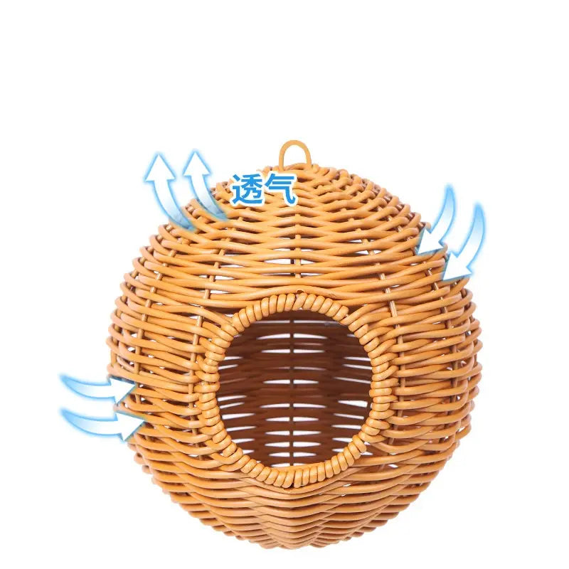 DecorBites™ Handwoven Grass Bird Cage Hut for Small Birds