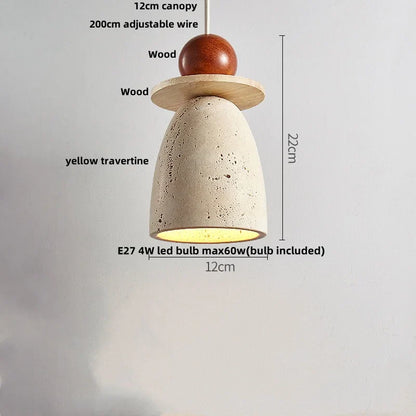 DecorBites™ Iron LED Pendant Light Fixture for Home Living Room, Restaurant Yellow Travertine Ball Hang Lamp