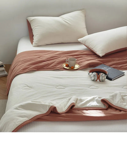 لحاف صيفي قطني من DecorBites™: بطانية رقيقة مُبردة وجيدة التهوية لمن يعانون من الحر أثناء النوم