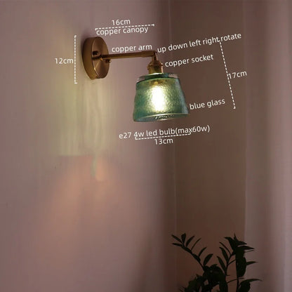 DecorBites™ LED Green Glass Wall Light for Home Decor, Japanese Style, Bedroom, Living Room