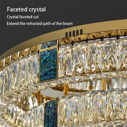 DecorBites™ Crystal LED Ceiling Lamp: Modern Stainless Steel Chandelier for Living Room, Bedroom & Kitchen.