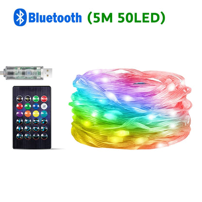 5M/10M/20M RGBIC LED Smart Fairy Lights Bluetooth APP Control String Light DIY for Christmas Party Wedding Home Decoration