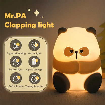 DecorBites™ Cute Panda Silicone LED Night Light USB Rechargeable Timer Sleep Lamp