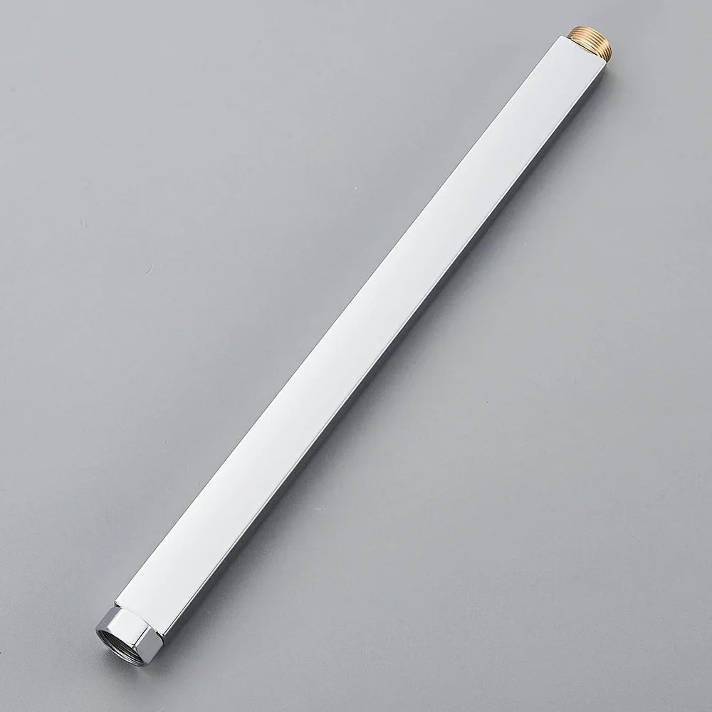 أنبوب تمديد صنبور دش الحمام الأسود من DecorBites™ - دائري ومربع 30/40 سم واجهة عامة