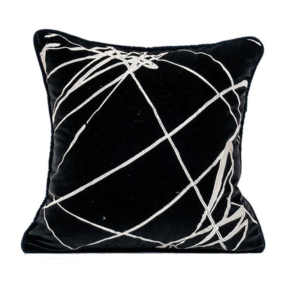 DecorBites™ Lahulpe Navy Blue Velvet Cushion Cover with Constellation Embroidery, 45x45cm