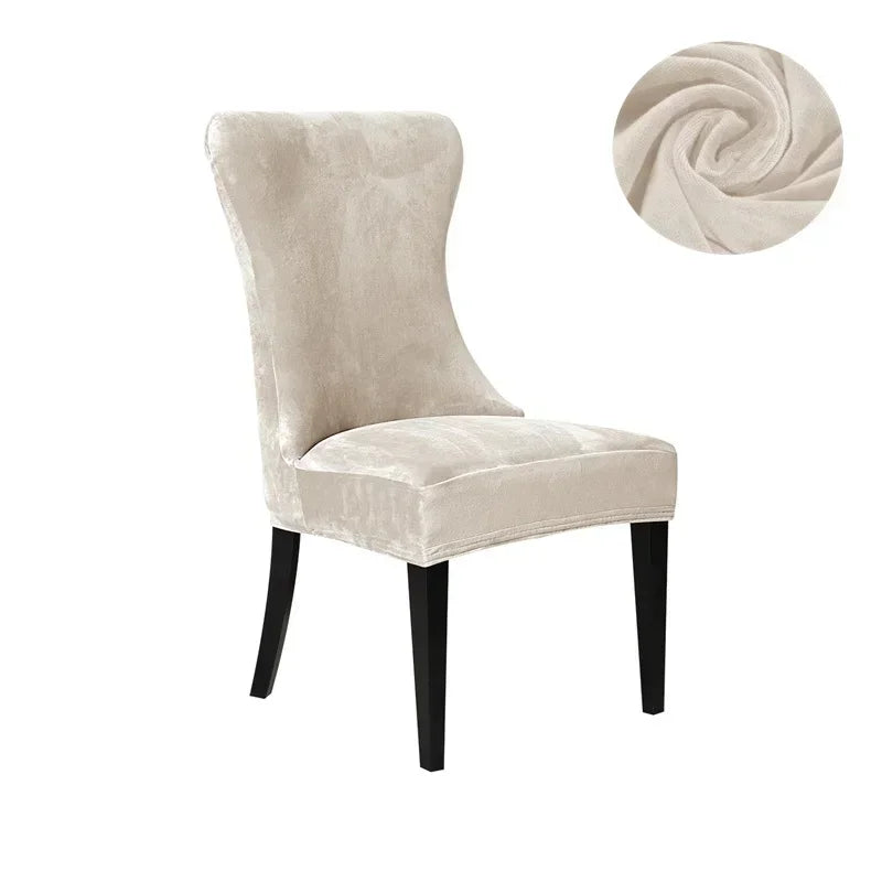 Decobites Velvet Fleece High Back Chair Covers: Elegant, Armless Seat Slipcovers