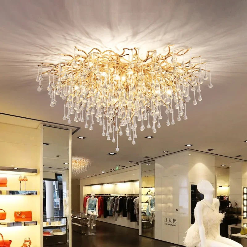 DecorBites™ Golden Chandelier Modern Luxury LED Glossy Ceiling Lamp