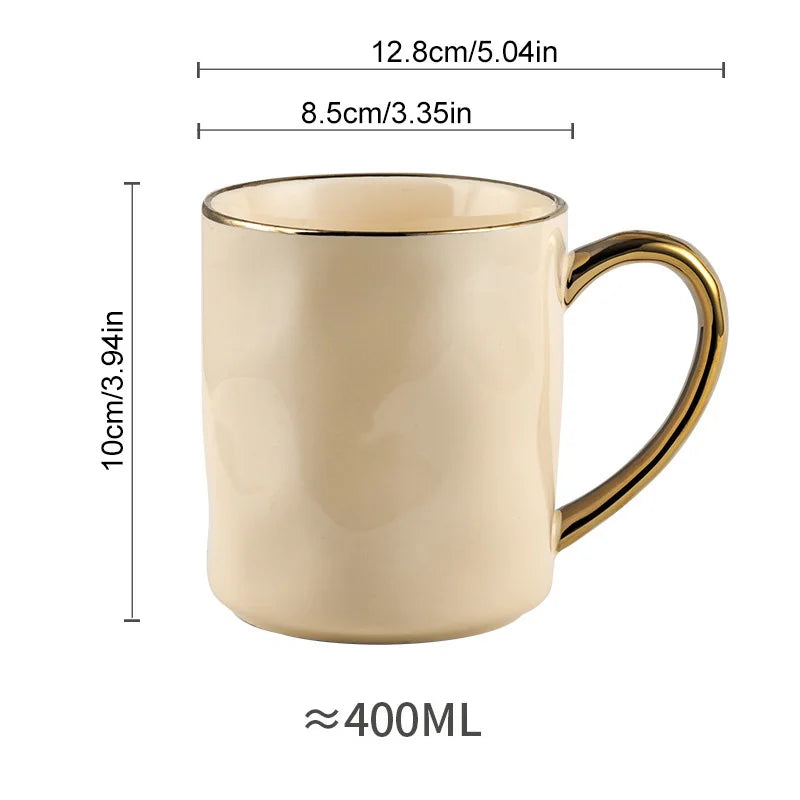 DecorBites™ Nordic Gold Rim Mug Set - Light Luxury Ceramic Coffee Cups with Handle