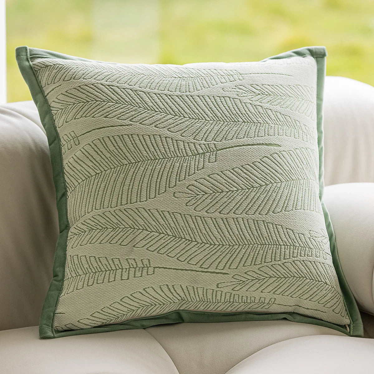DecorBites™ Green Plant Jacquard Pillow Covers for Light Luxury Living Room Decor