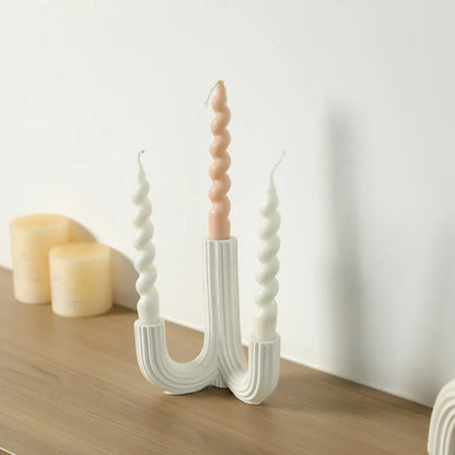 DecorBites™ Elegant White Ceramic Candlestick Holder for Home Decor and Dining Table