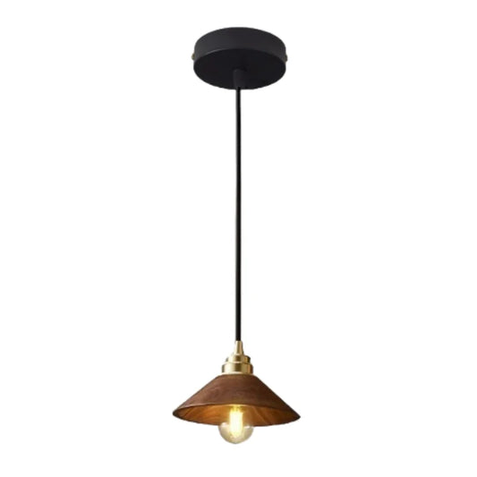 DecorBites™ Japanese LED Pendant Light Vintage Style Wood Copper Hanging Lamp