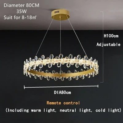 DecorBites™ Crystal LED Chandelier for Luxury Lighting in Living Kitchen Room