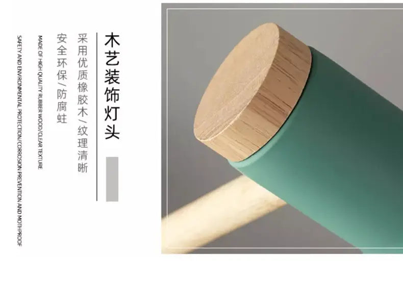 DecorBites™ Creative Nordic Table Lamp Wooden Art LED Turn Head Simple Bedside Desk Light/Eye Protection