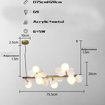 Lámpara colgante LED DecorBites™ G9 de metal dorado con decoración floral acrílica