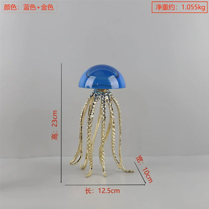 DecorBites™ Crystal Jellyfish Sculpture - Marine Organism Figurine for Home Decor