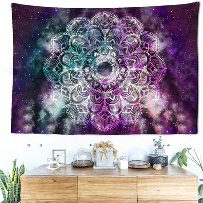 Decobites Purple Starry Sky Mandala Tapestry Wall Hanging - Bohemian Tropical Aesthetics