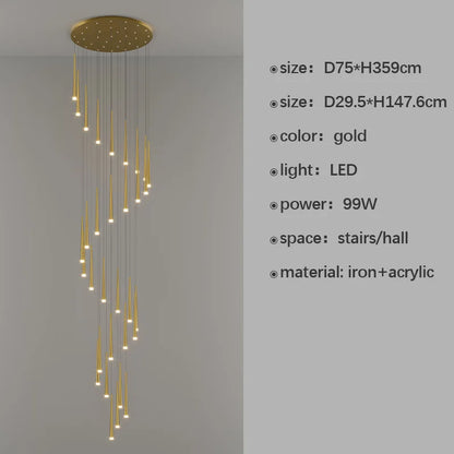DecorBites™ LED Staircase Chandeliers: Modern Luxury for Living Room, Hall, Villa.