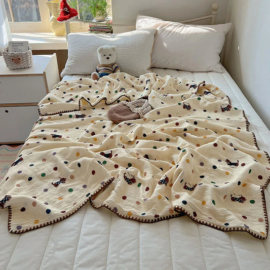 DecorBites™ Korean Cotton Cartoon Blanket for Travel & Home - Kids, Adults