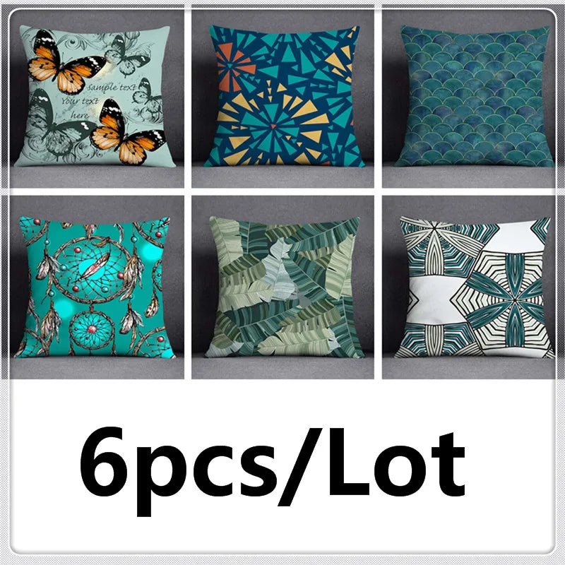 DecorBites™ Green Leaves Flower Pillowcase Set | Modern Winter Short Plush 45x45cm Cozy Covers