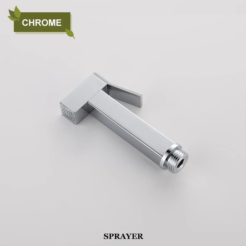 DecorBites™ Bidet Faucet Shower Mixer: Cold Hot Water Tap, Brass, Square Sprayer Head