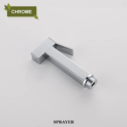 DecorBites™ Bidet Faucet Shower Mixer: Cold Hot Water Tap, Brass, Square Sprayer Head