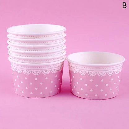 DecorBites™ Cartoon Paper Cups 50PCS 100ml Small Round Disposable Dessert Ice Cream Bowl