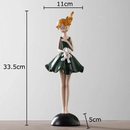 DecorBites™ Cartoon Girl Resin Sculpture Desk Decoration Room Ornament Artifacts
