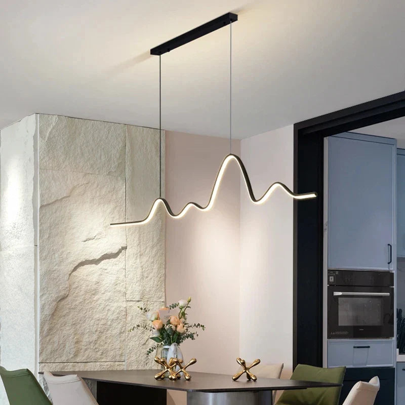 Lámpara de techo de aluminio LED Decorbites™ moderna de onda lineal para isla de cocina