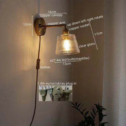 DecorBites™ LED Green Glass Wall Light for Home Decor, Japanese Style, Bedroom, Living Room